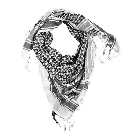 Black and white Palestinian keffiyeh scarf