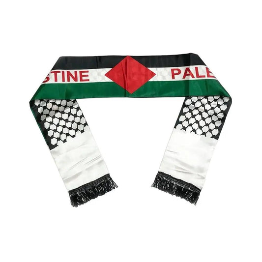 Palestine scarf in flag colors with the kufiya pattern