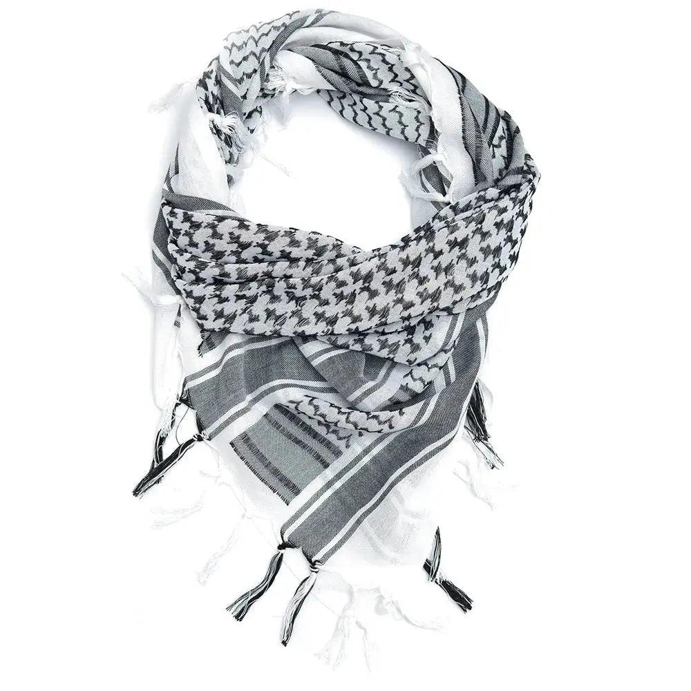 Keffiyeh scarf styled for everyday wear