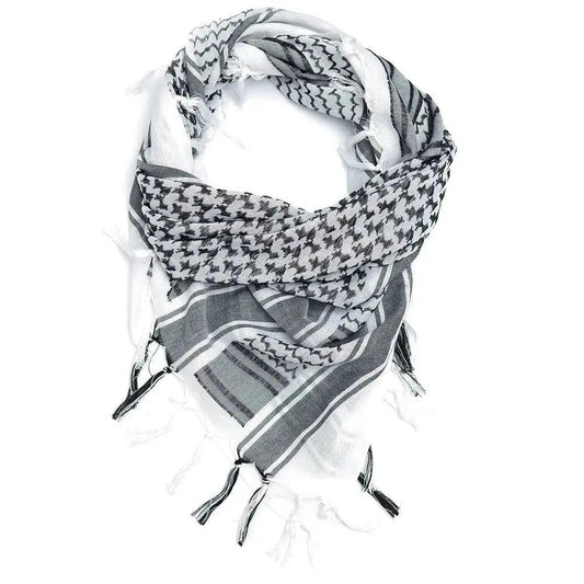 Keffiyeh scarf styled for everyday wear
